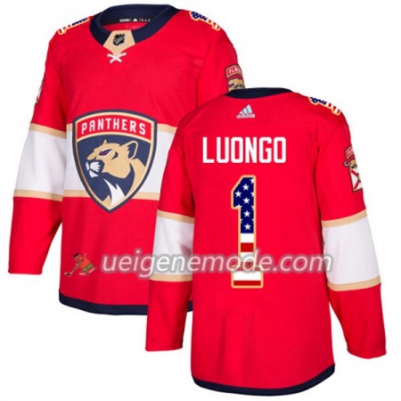 Herren Eishockey Florida Panthers Trikot Roberto Luongo 1 Adidas 2017-2018 Rot USA Flag Fashion Authentic